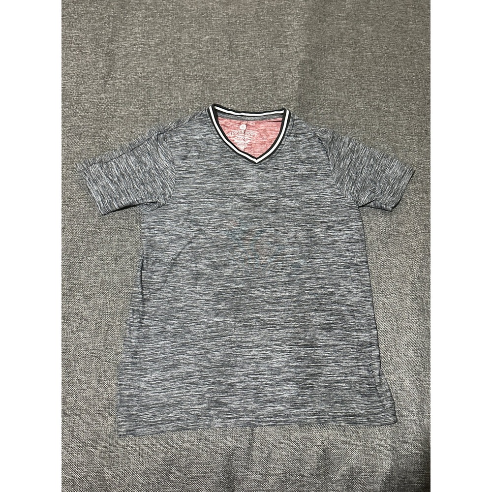 Raw Yarn Men's‎ Size S T-Shirt Gray Space Dye V-Neck Super Soft Short Sleeve